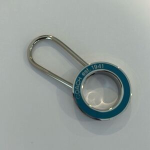 NWOT COACH Vintage Sky Blue Enamel Pinch Lock Locket Keychain FOB Purse Charm